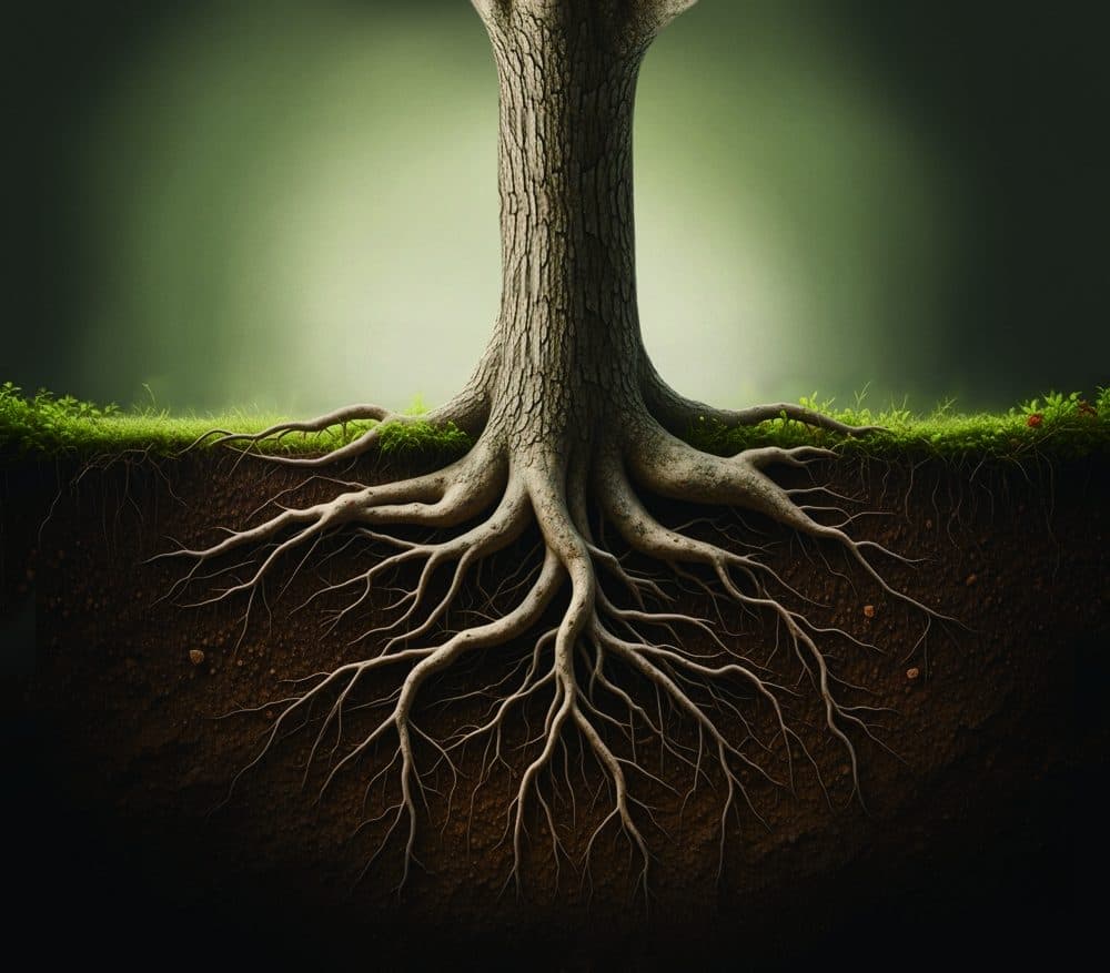 Root canal system illustrated as a tree's root network
